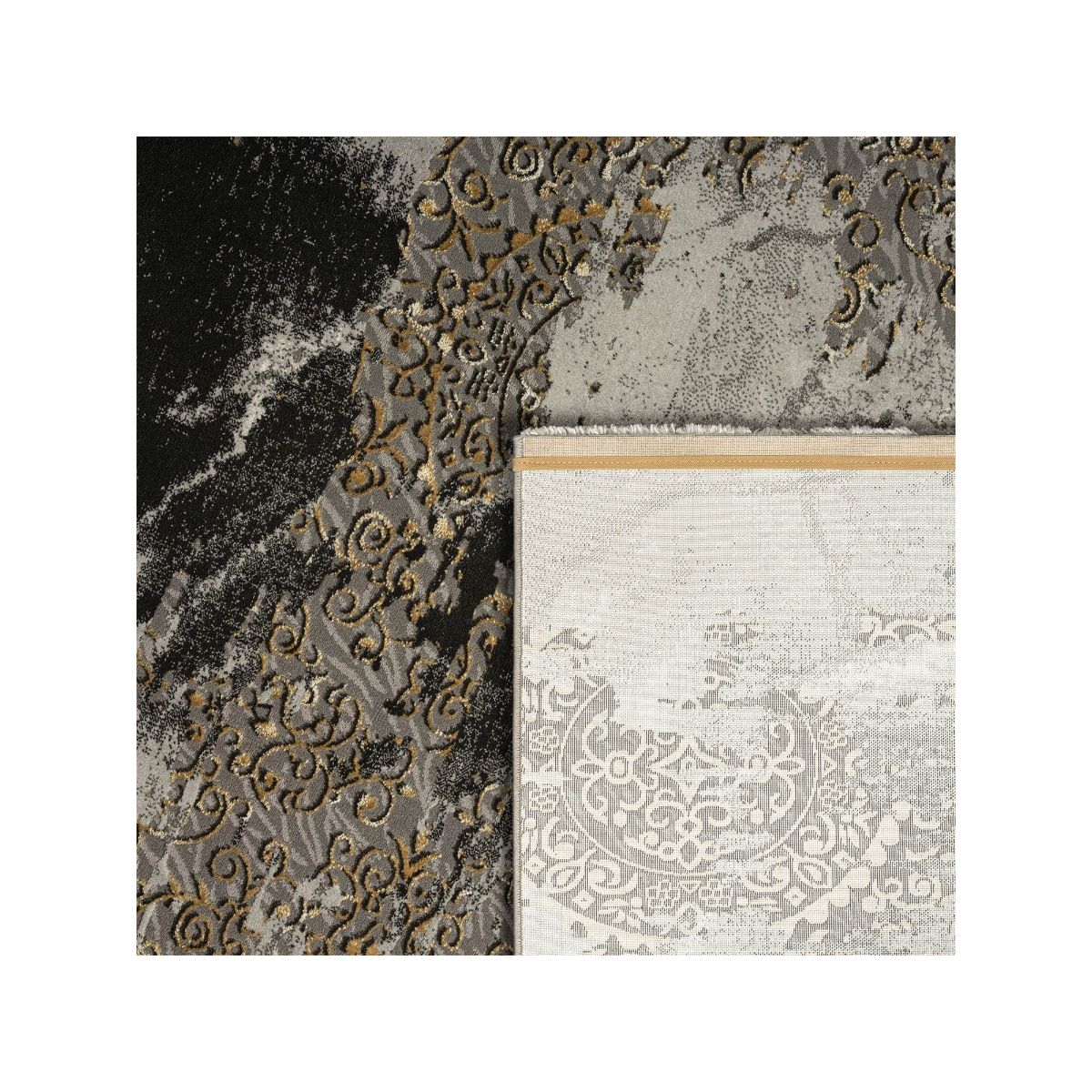 Buy OBSESSIONS Machine Made Abstract Anti Static Carpet, Grey & Gold Online