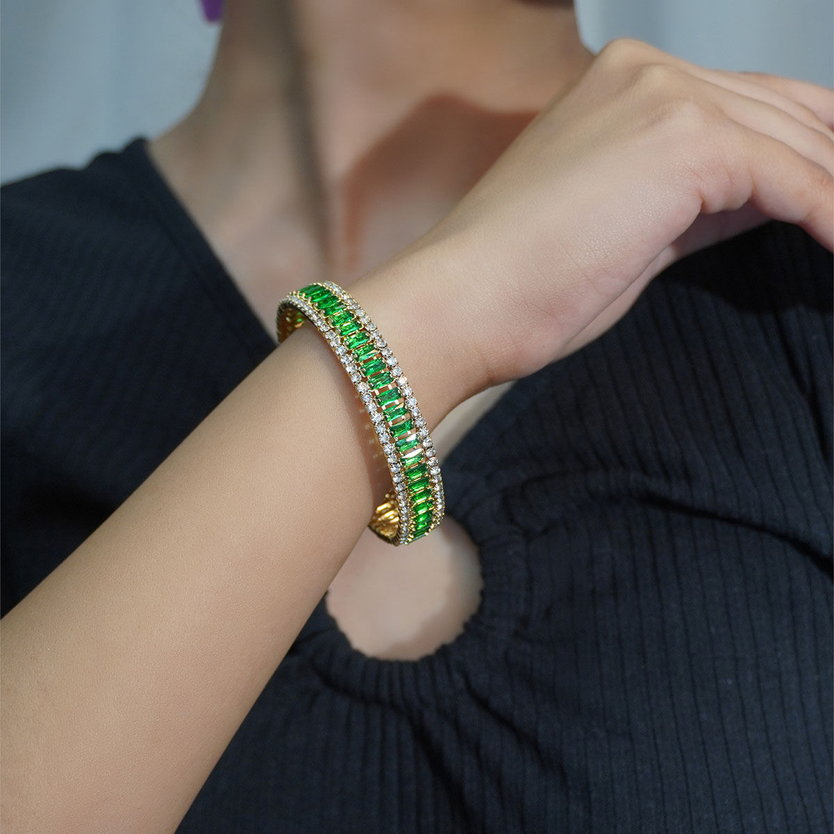 Niscka Princess Cut Emerald Gold Bracelet Buy Niscka Princess Cut Emerald Gold  Bracelet Online at Best Price in India  Nykaa