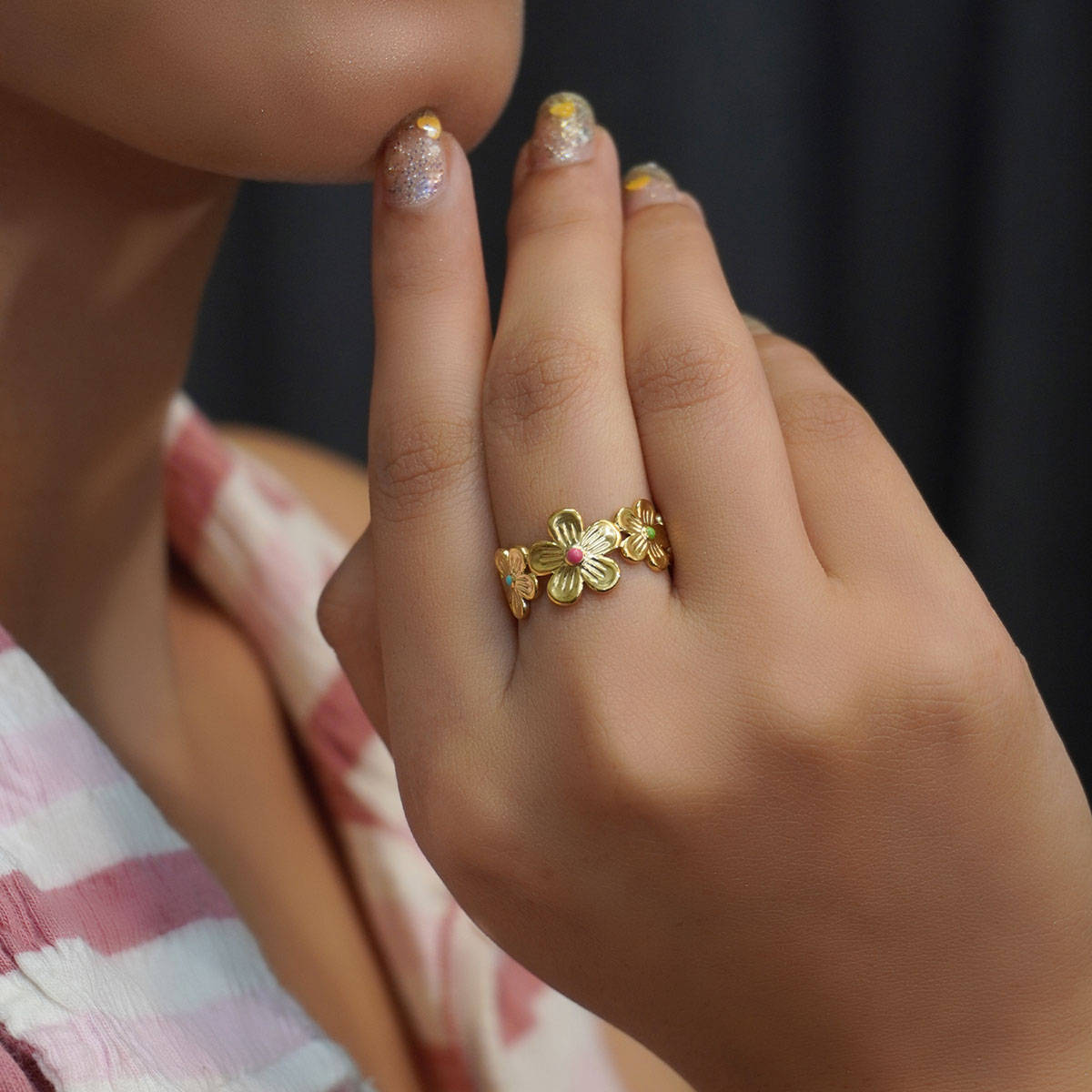 Niscka Subtle Cubic Zirconia Gold Ring