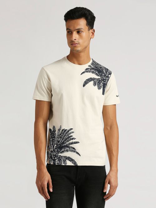 Pepe Jeans Ivory Timon Floral Tropical Printed T-Shirt