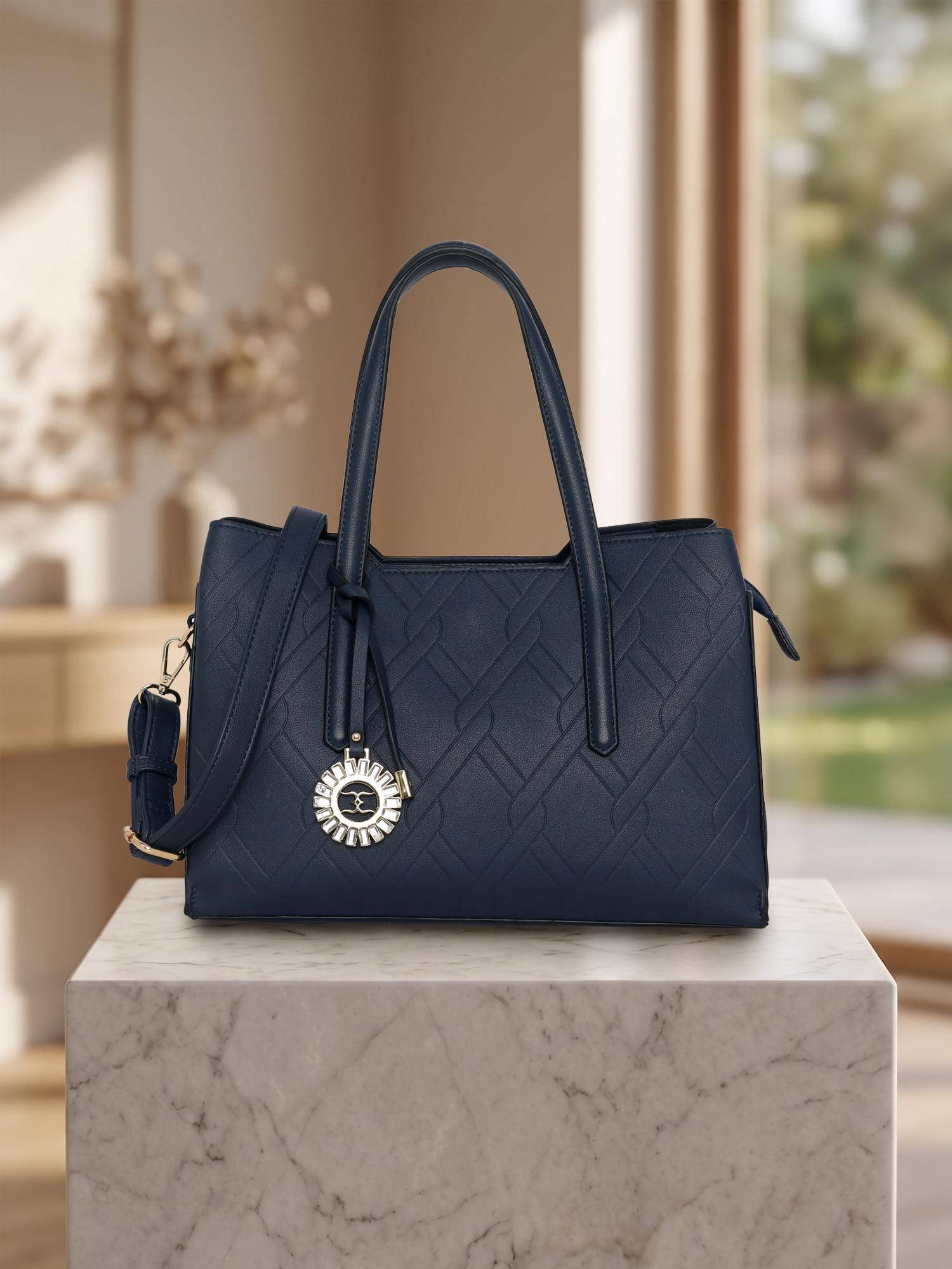 ESBEDA Blue Color Braided Grace Handbag for Women (M)
