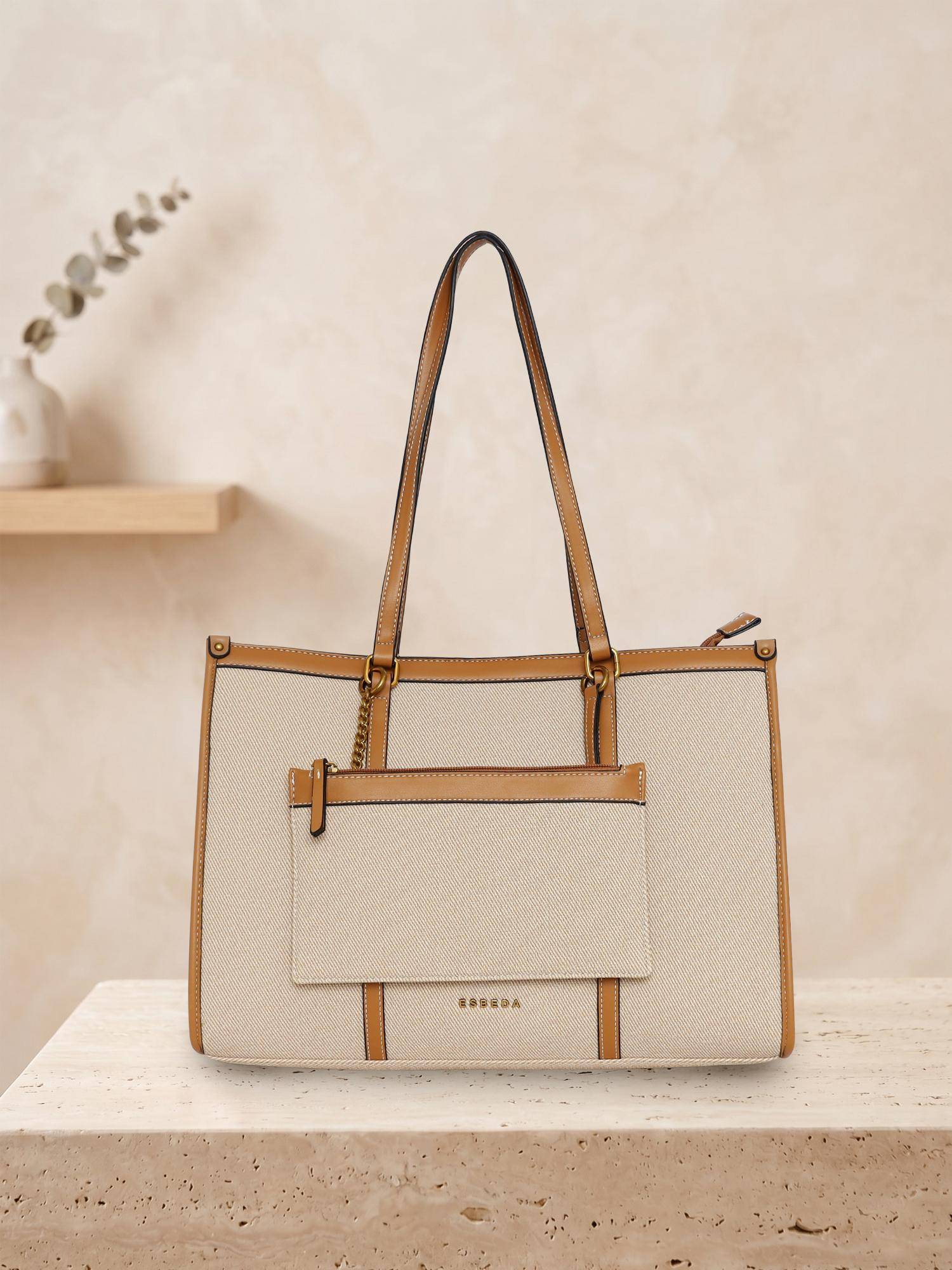 ESBEDA Beige Color Modern Grace Handbag for Women (L)
