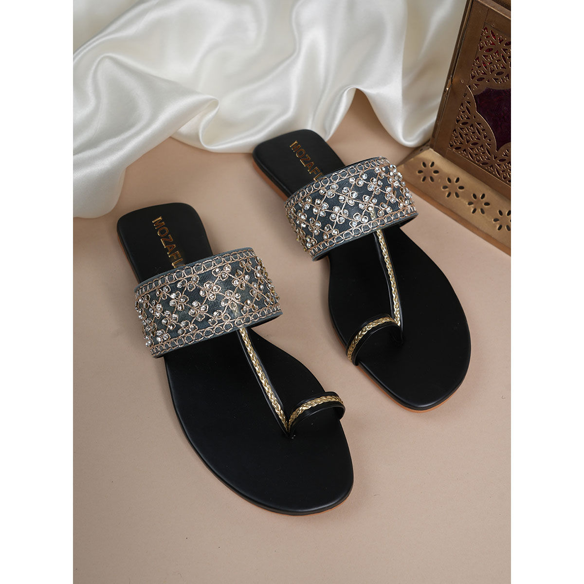 Buy MOZAFIA Women Black Flats Online
