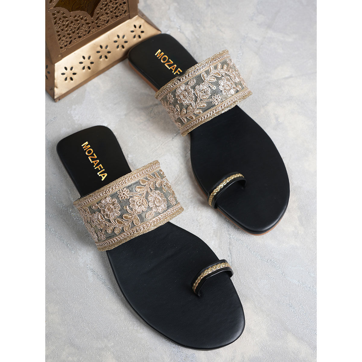 Buy MOZAFIA Women Black Flats Online