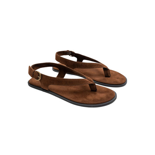 Planet Paaduks Aida Thong Strap Vegan Suede Brown Women Sandals (UK 3)