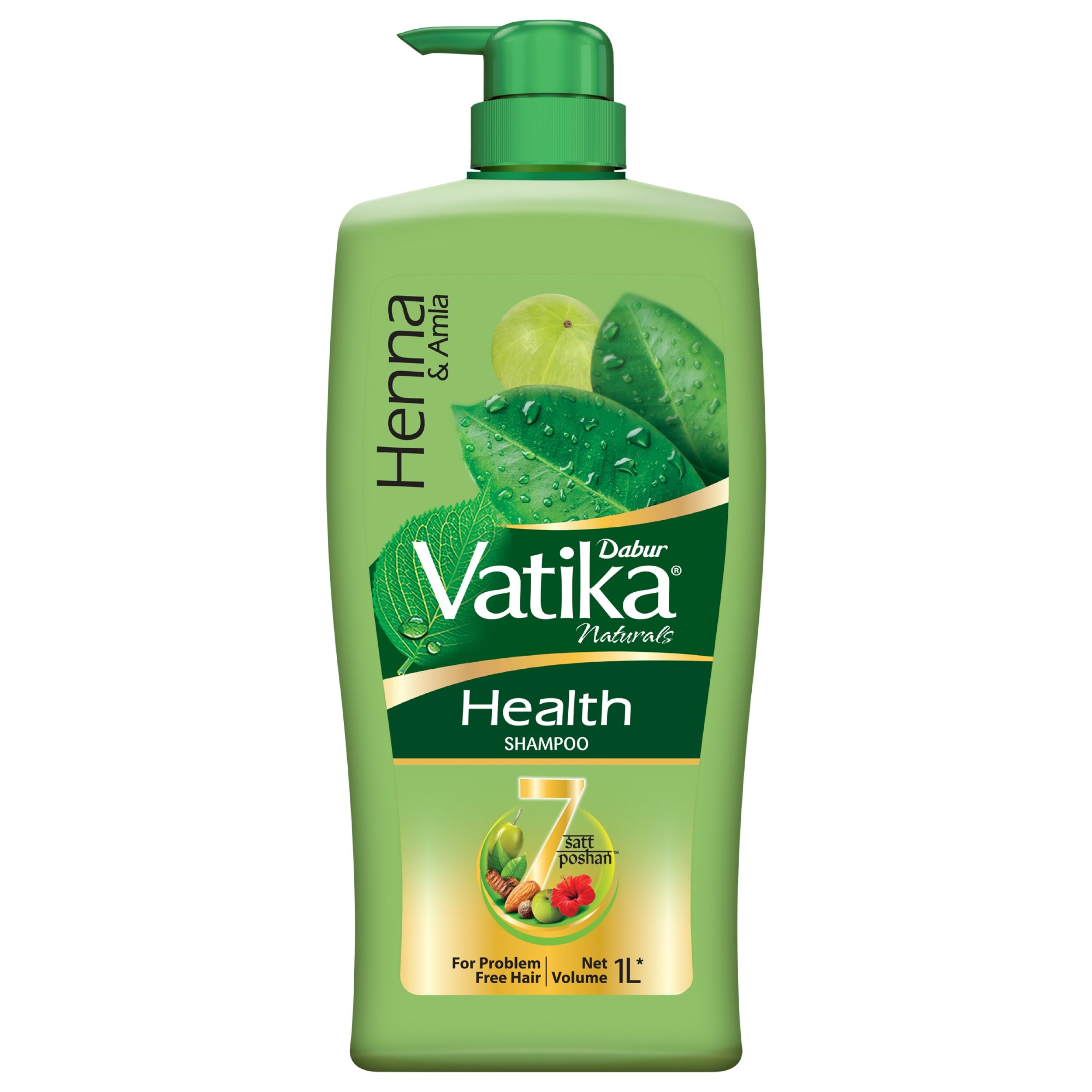 Dabur Vatika Health Shampoo, With Henna & Amla For Problem Free Hair - 1l