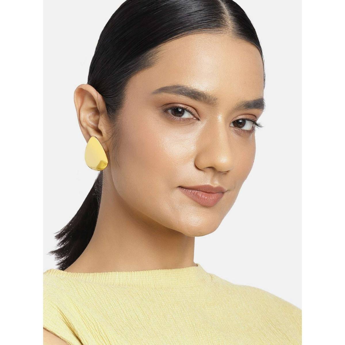 Estele Gold Plated Classic Drop Shaped Stud Earrings for Women