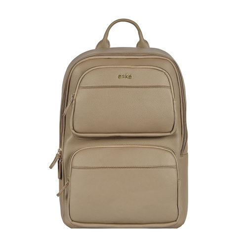 Eske Khaki Ethan Vegan Leather Backpack Fits Up to 14 Inch Laptop 25 L