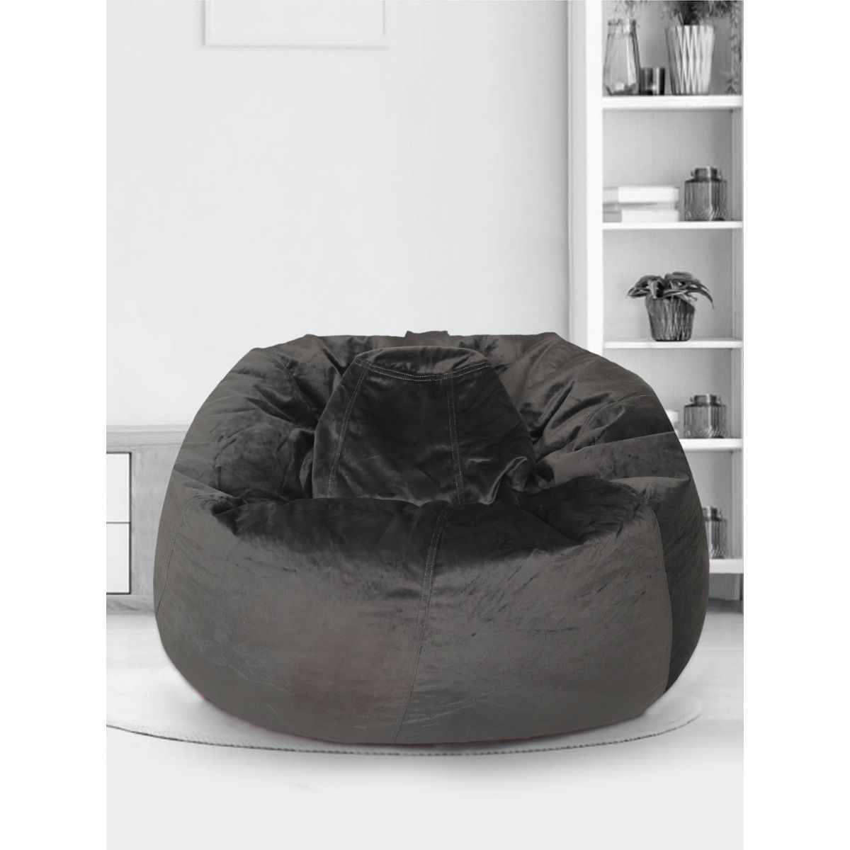 Buy Eyda Grey Velvet Bean Bag Cover without Beans 2XL Online