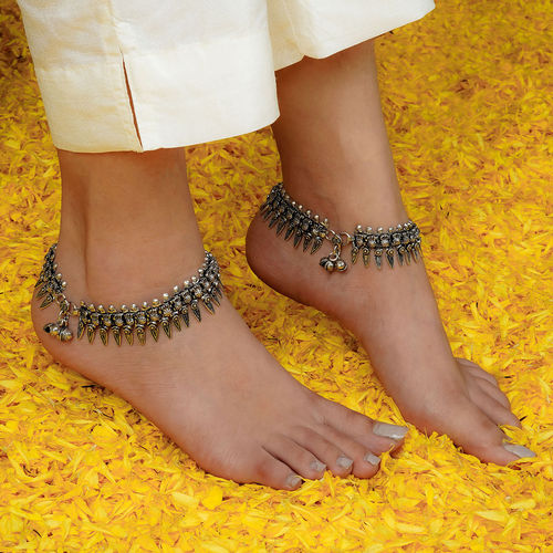 Buy Teejh Rasa Silver Oxidised Anklets Online