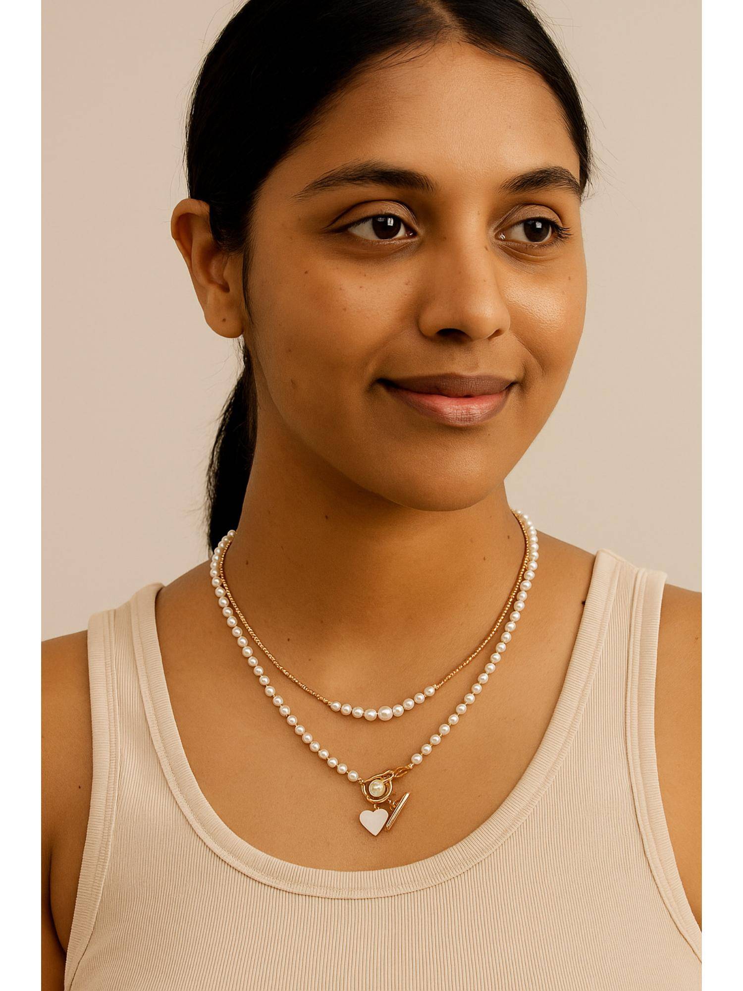 Jewelz White Vintage-Style Pearl Heart Toggle Necklace (Pack of 2)