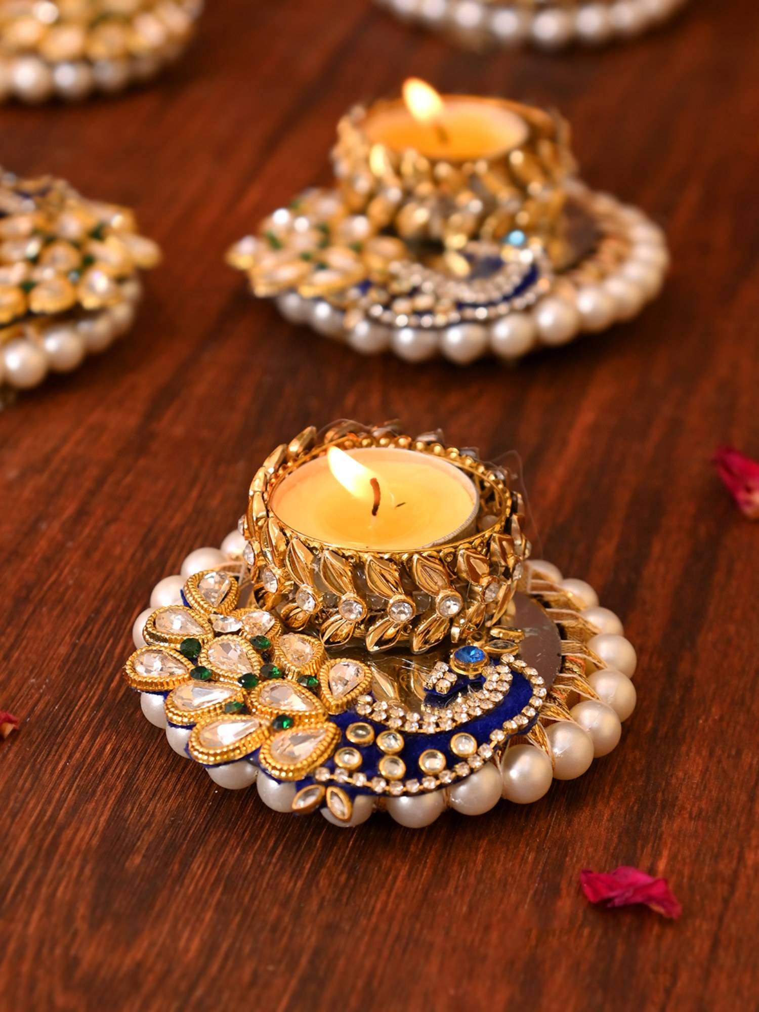 AAPNO RAJASTHAN Peacock Design Tea Light Artistry (Pack Of 2)