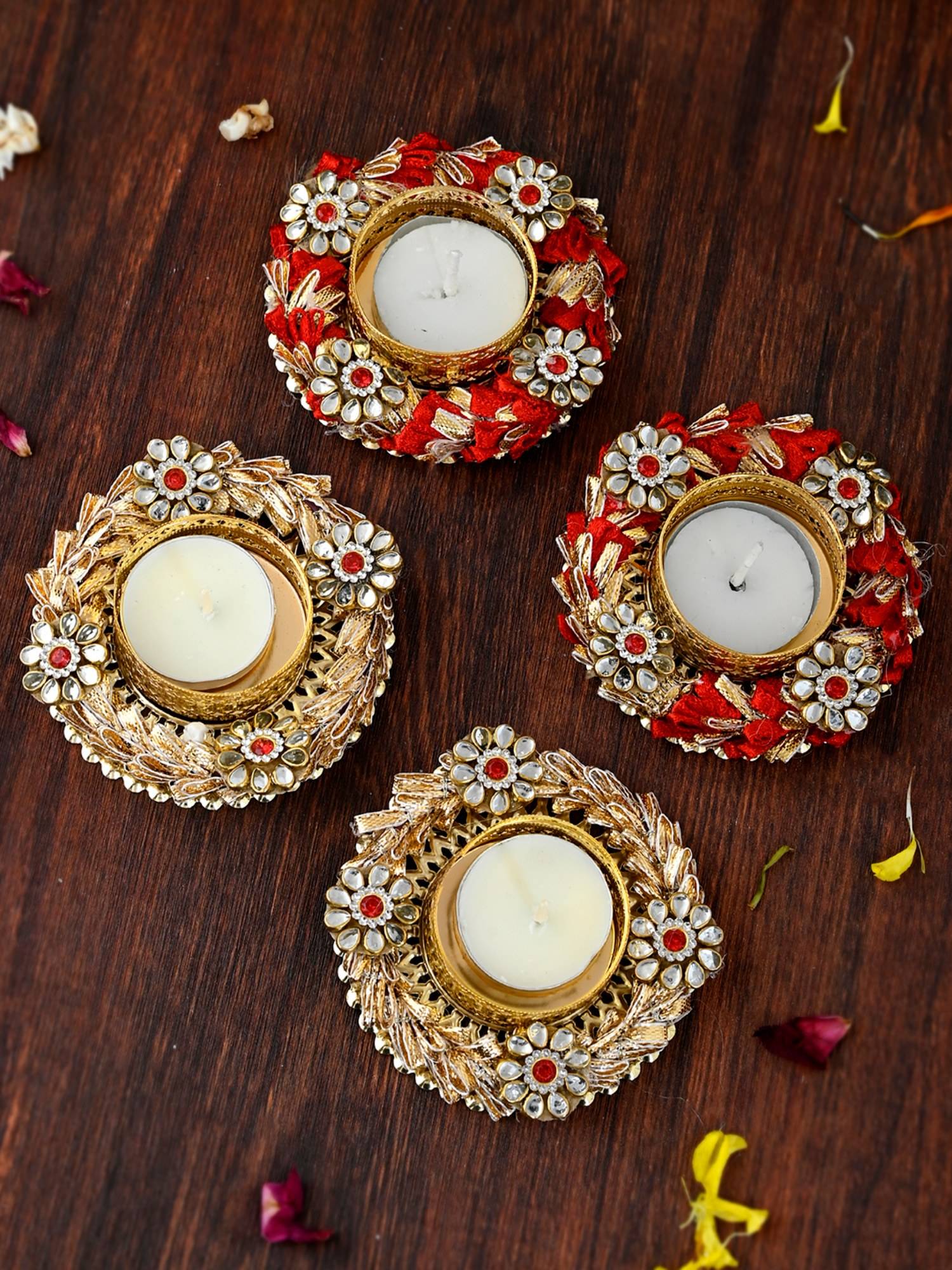 AAPNO RAJASTHAN Heritage Metal Lumin arc Tea Light Set (Pack of 4)