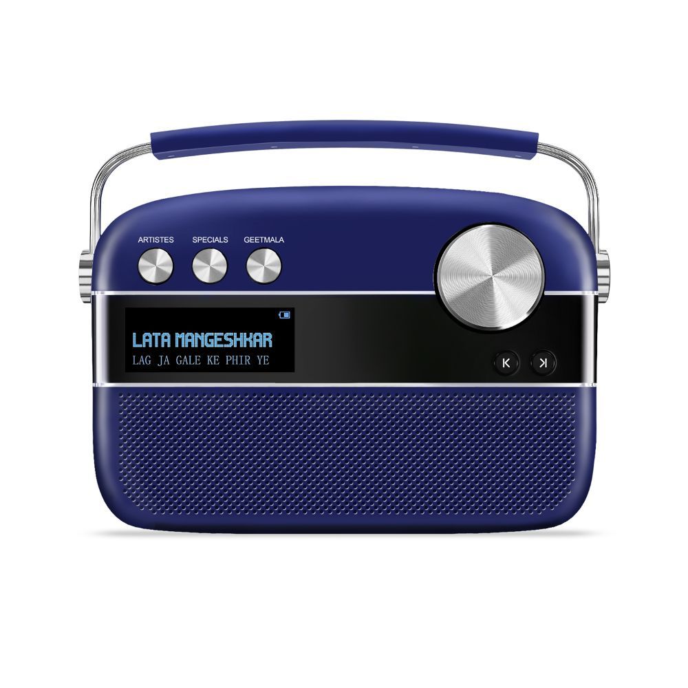 Saregama Carvaan Premium- Music Player with 5000 Preloaded Songs Bluetooth/FM/AUX (Royal Blue)