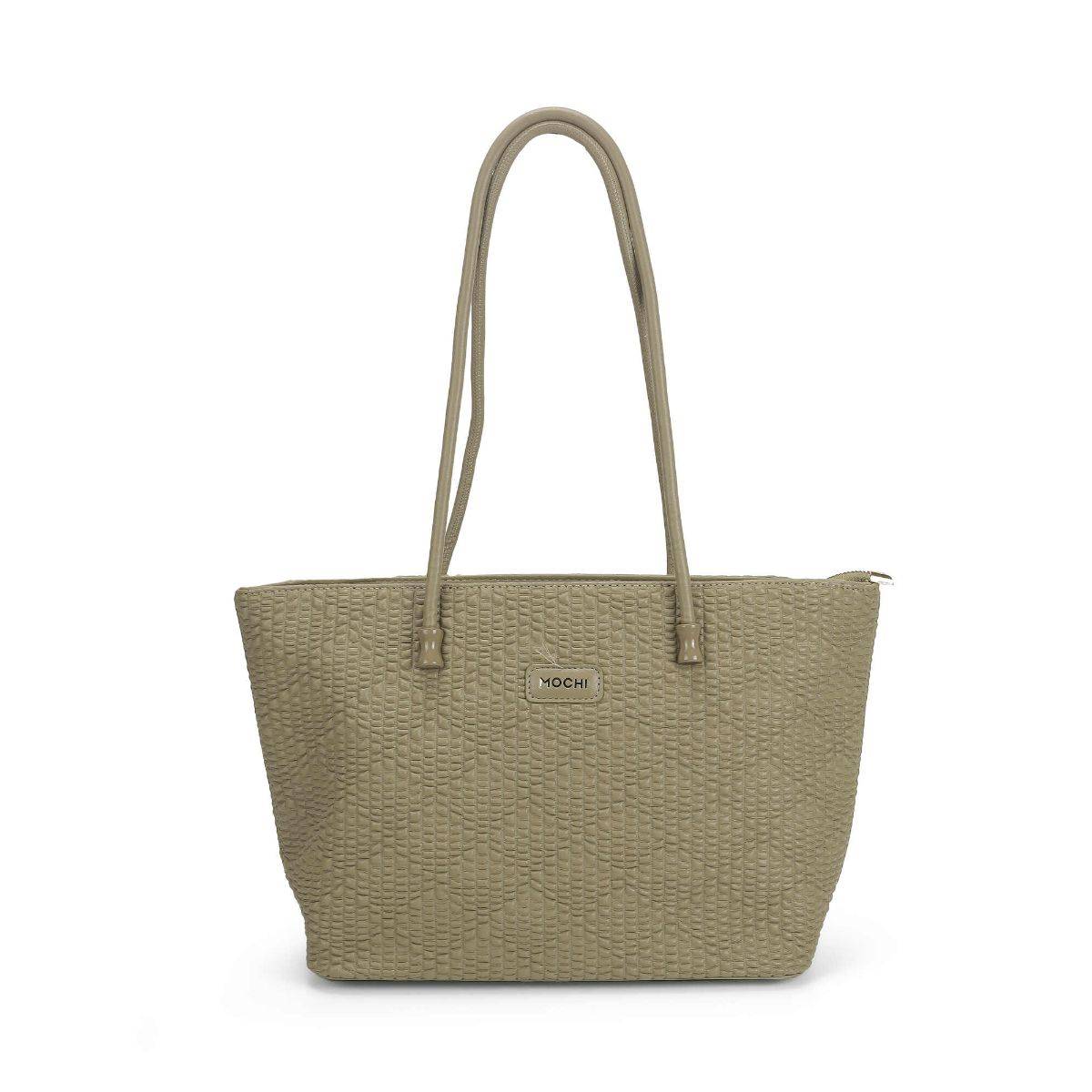 Mochi Women Green Casual Solid Tote Bag