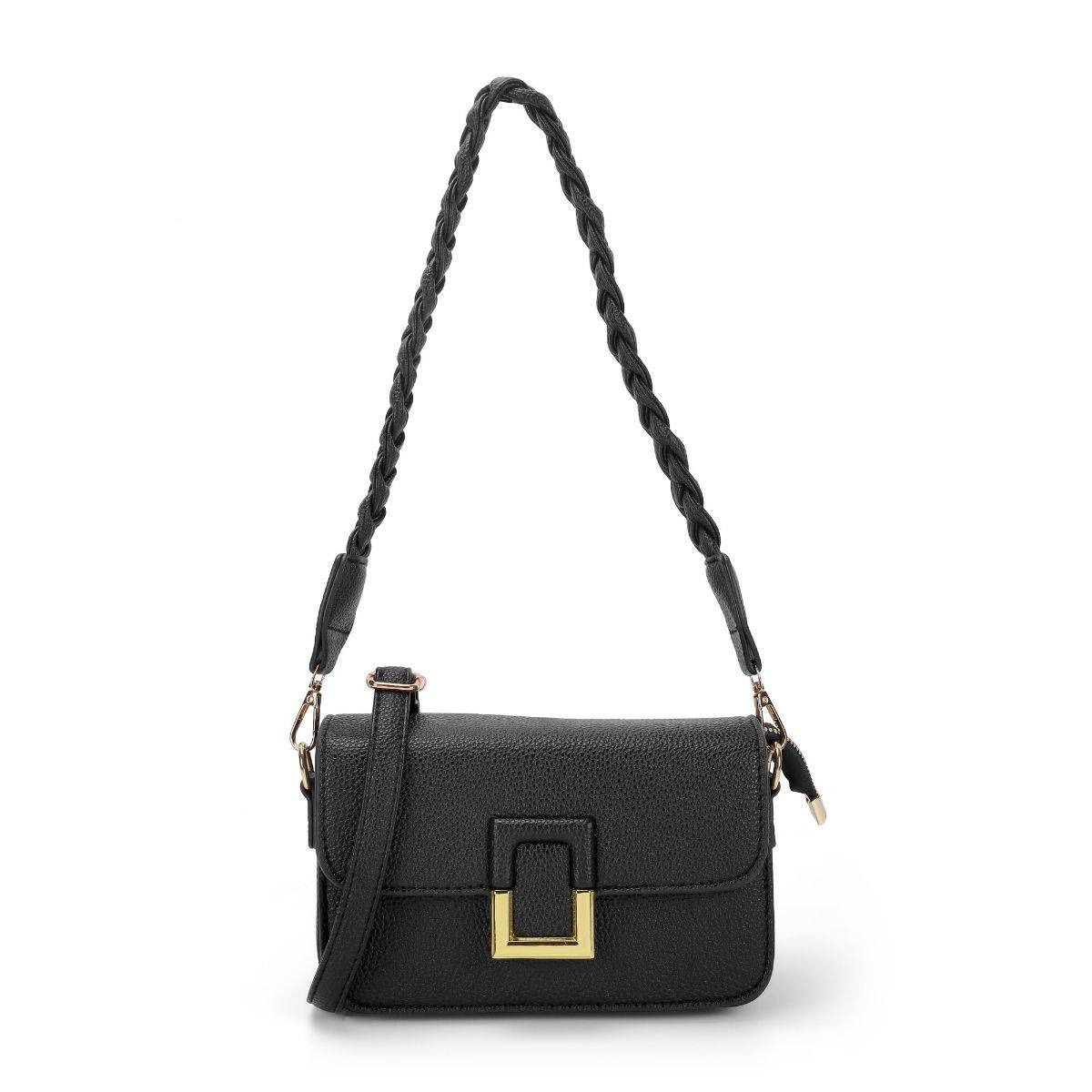 Mochi Women Black Casual Solid Sling Bag with Detachable Strap