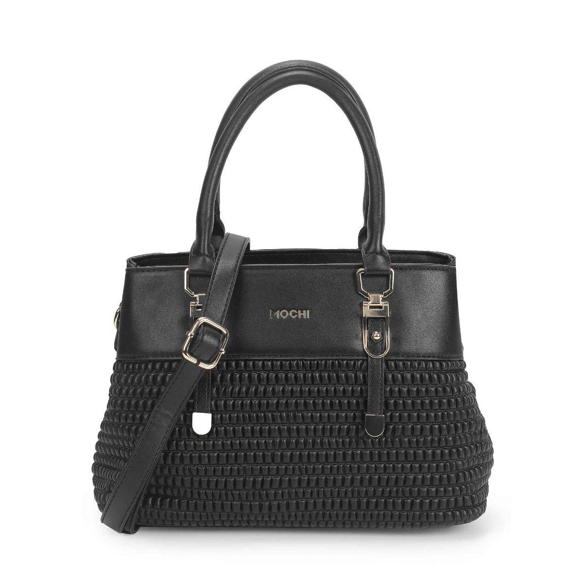 Mochi Women Black Casual Solid Shoulder Bag with Detachable Strap