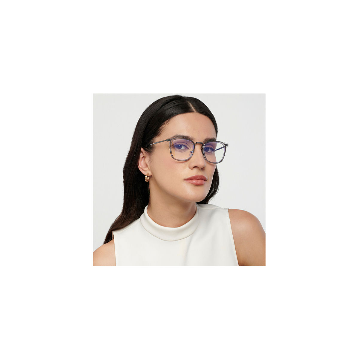 Lenskart Blu Grey Square Medium Blue Cut AntiGlare Zero Power Computer