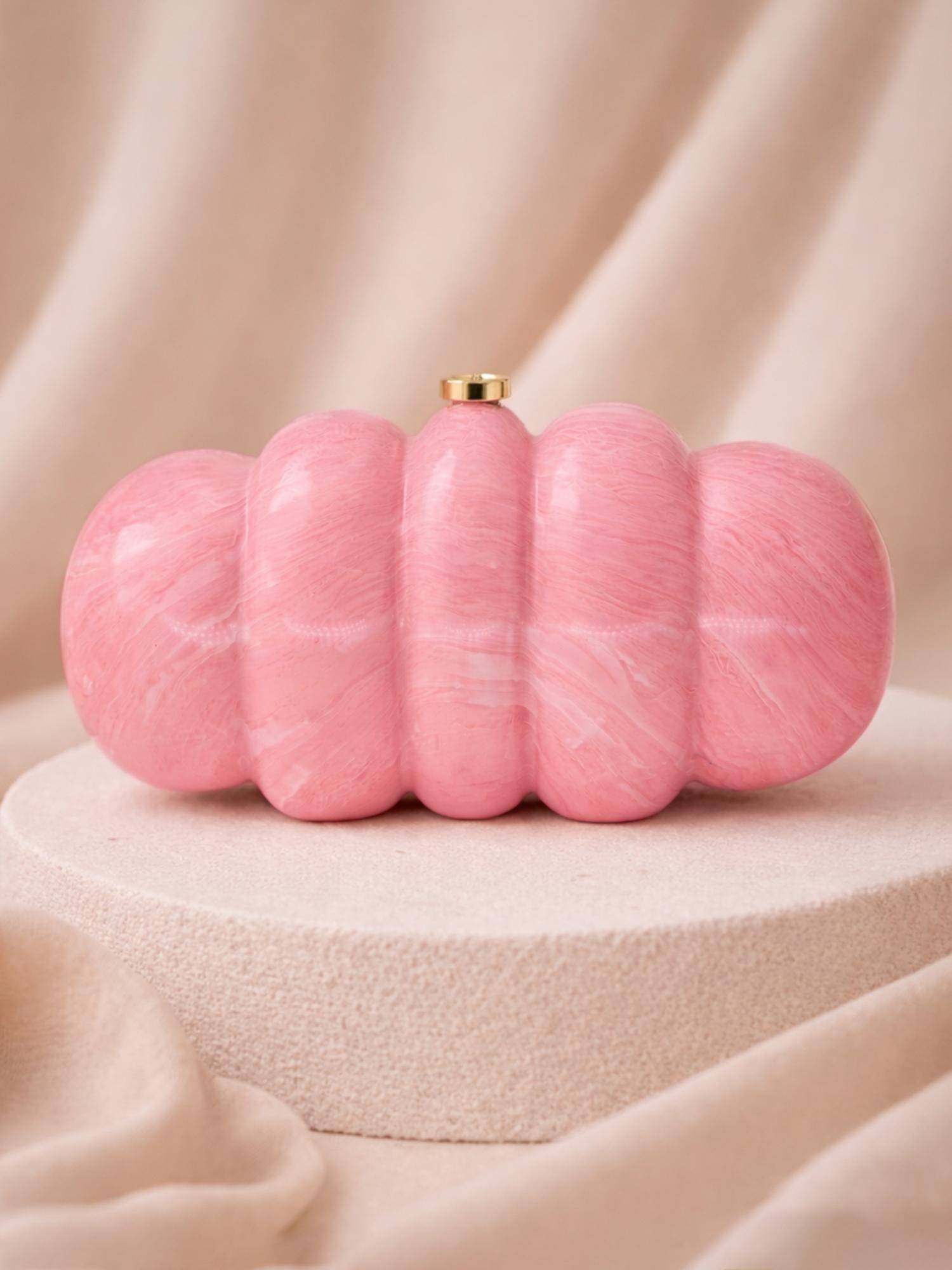 ARTKLIM Elegant Pink Puff Acrylic Clutch