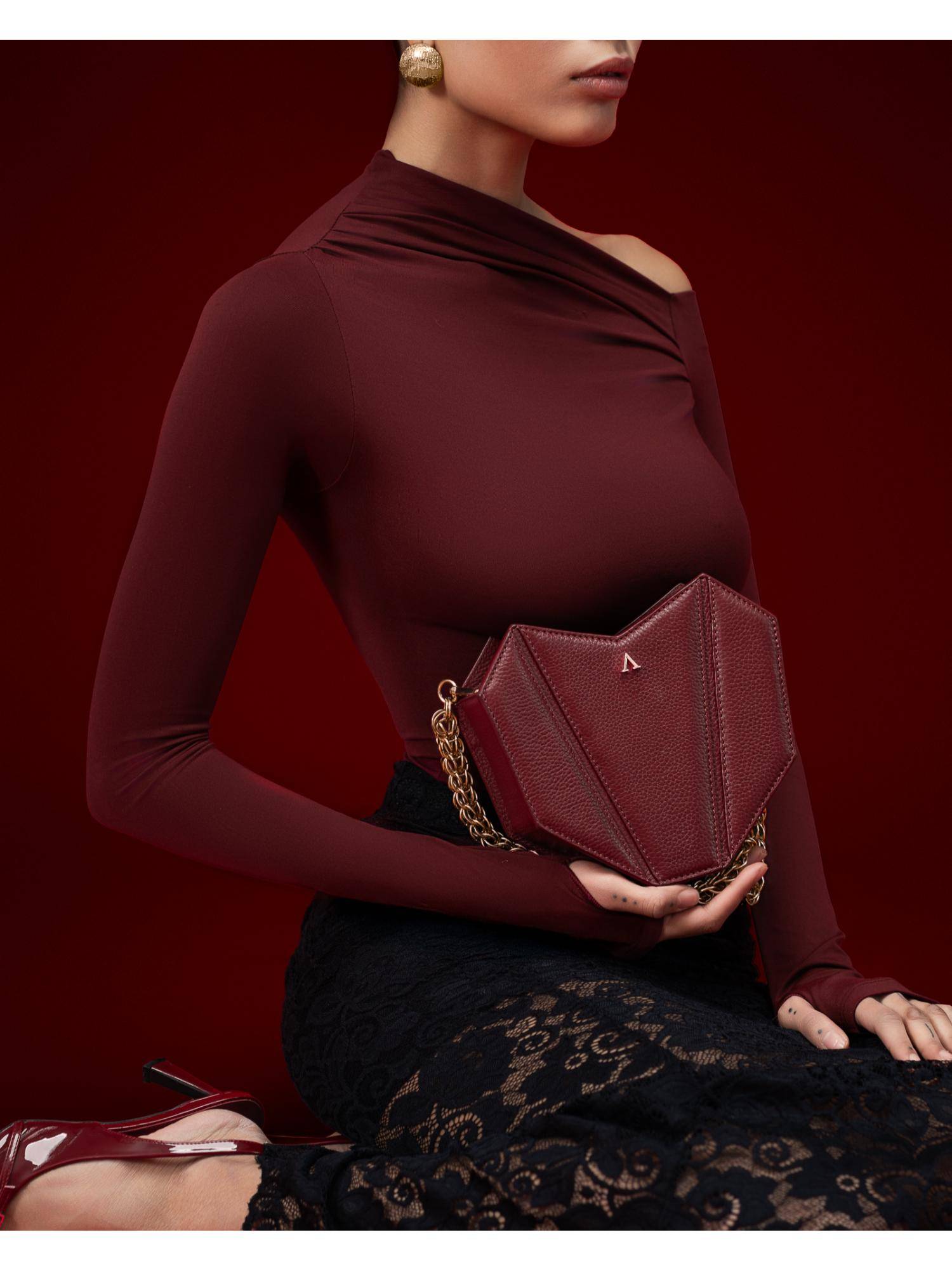 Akinna Love Heart handbag with Detachable Strap - Red