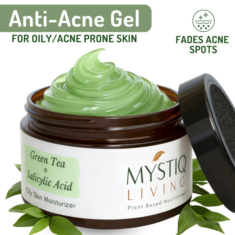 Mystiq Living Acne Gel Cream, Face Moisturizer For Oily Skin With Green Tea, Best Cream For Pimple