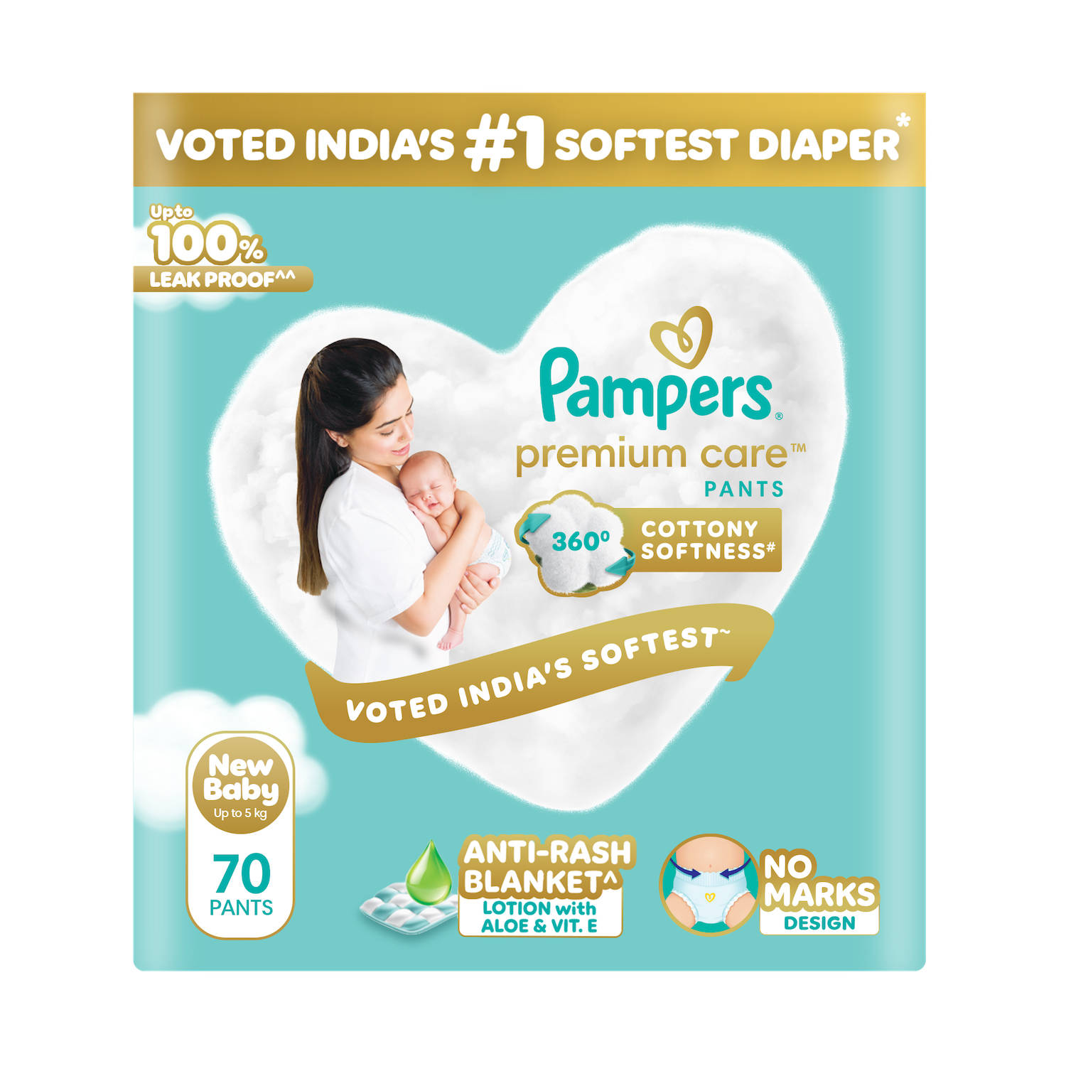 Pampers Premium Care Diaper - NB (Pack of 70)