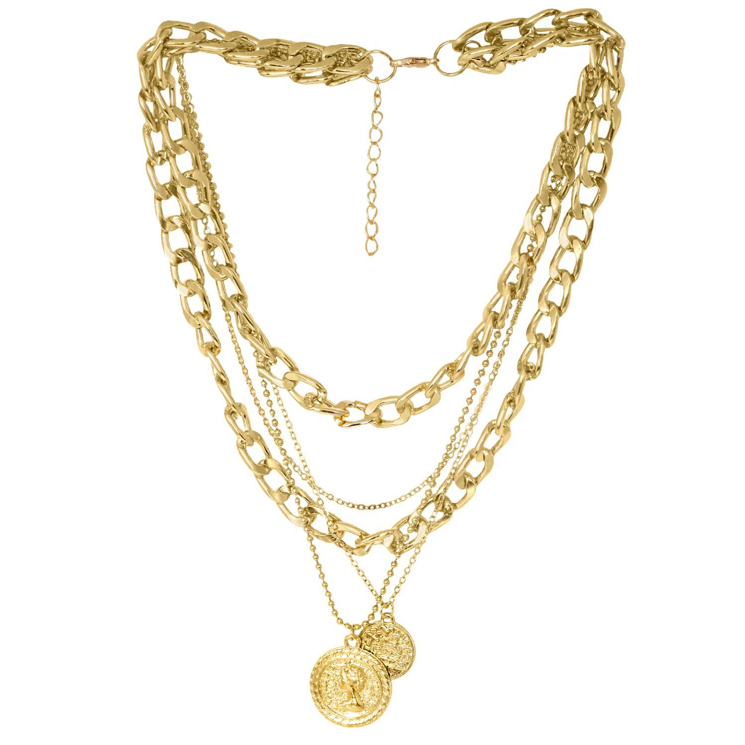 Joker & Witch Chain Link Medallion Layered Gold Necklace For Women Buy Joker & Witch Chain Link