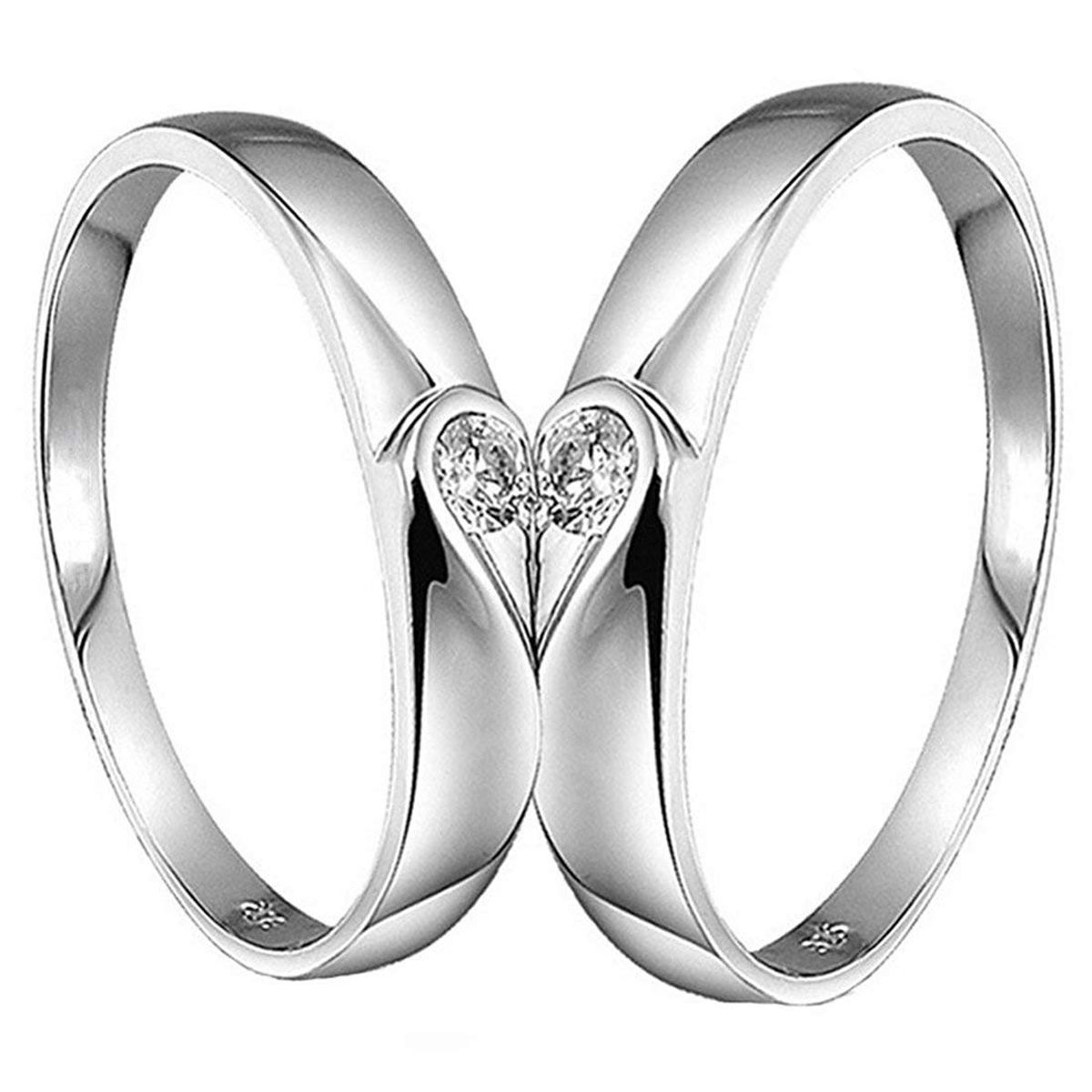 Karatcart Platinum Plated Heart Shape Matching Engagement Couple ...