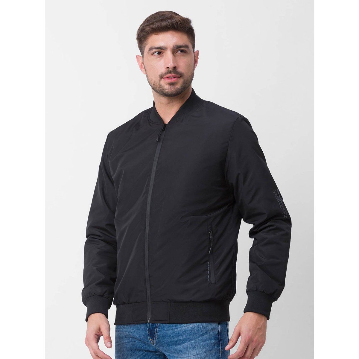 Black polyester outlet casual jacket