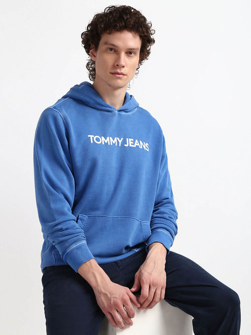 Crew Neck Mens Blue Tommy Hilfiger Hoodie Men Regular Fit Crew