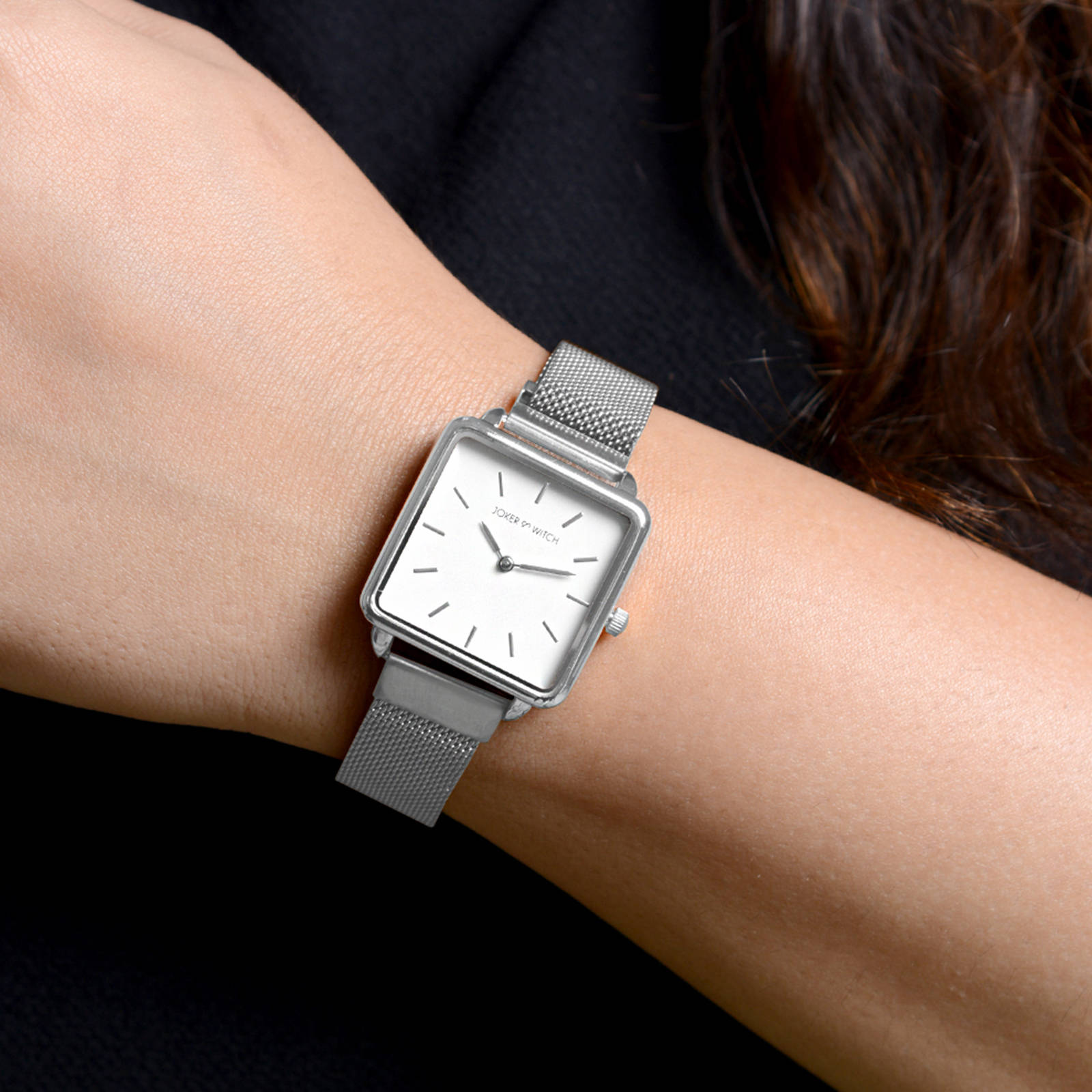 Joker & Witch Vintage Square White Dial Silver Magnetic Watch