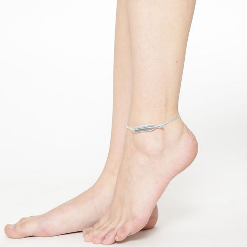 Buy OOMPH Jewellery Silver Leaf Boho Anklet Online