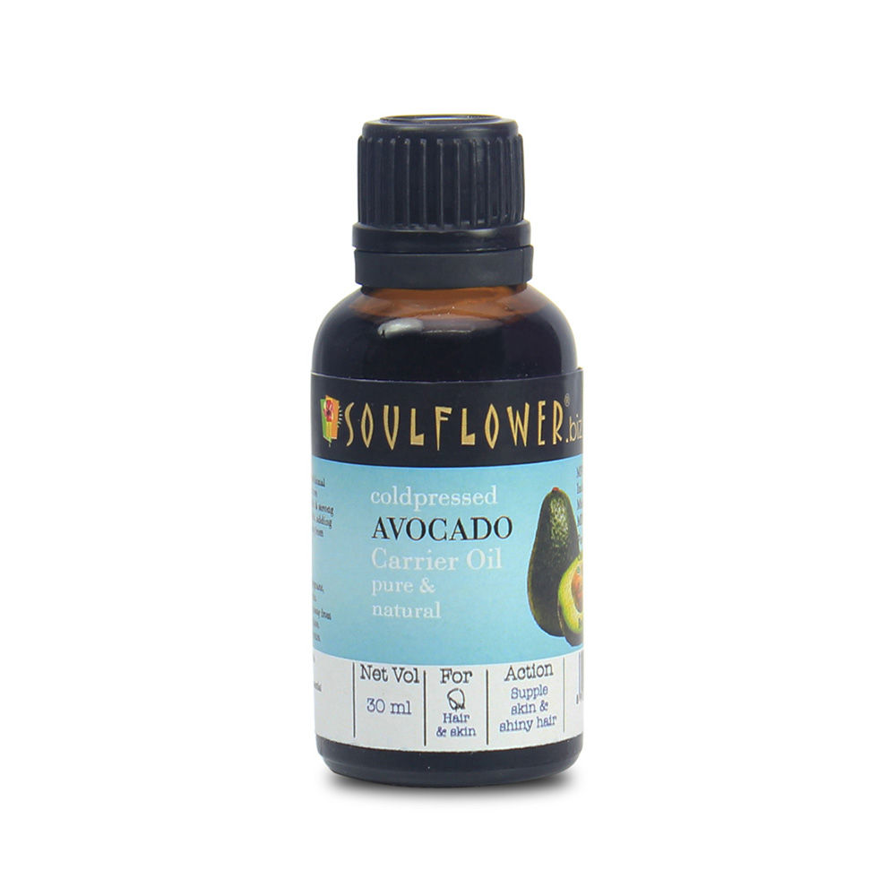 Soulflower Avocado Carrier Oil for Shiny & Soft Hair, Blemish Free Skin, Smooth Nails & Cuticle