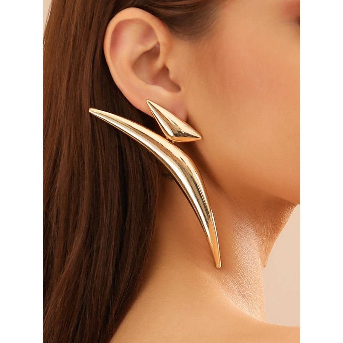 ISHKAARA Gold Plated Triangular Bend Chunky Drop Earrings for Women Earrings