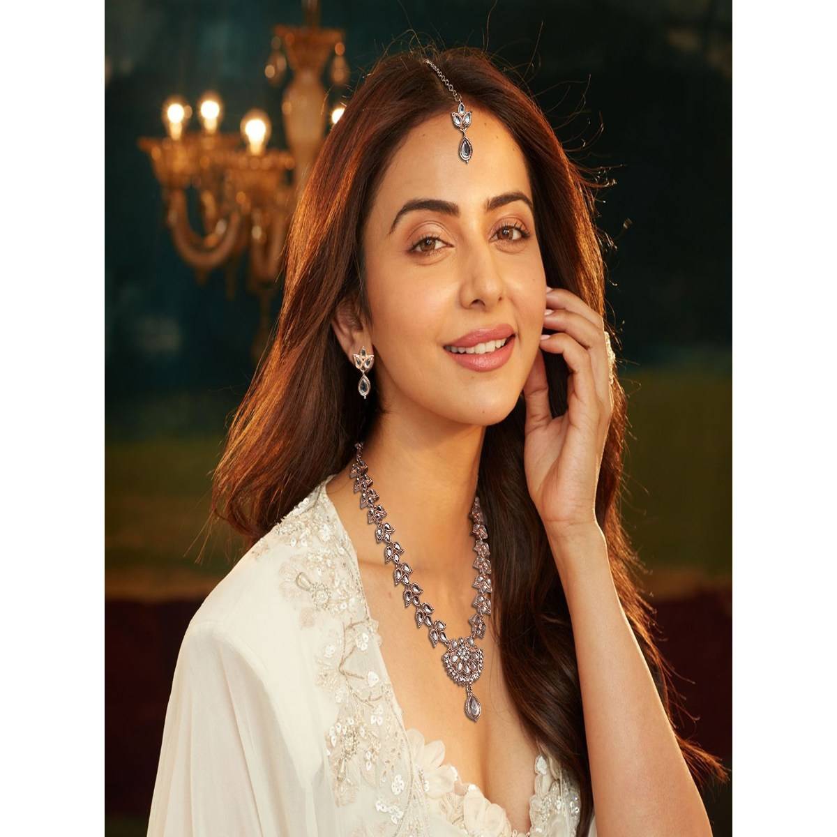 Accessher Gold-Tone Kundan Stone Necklace Set