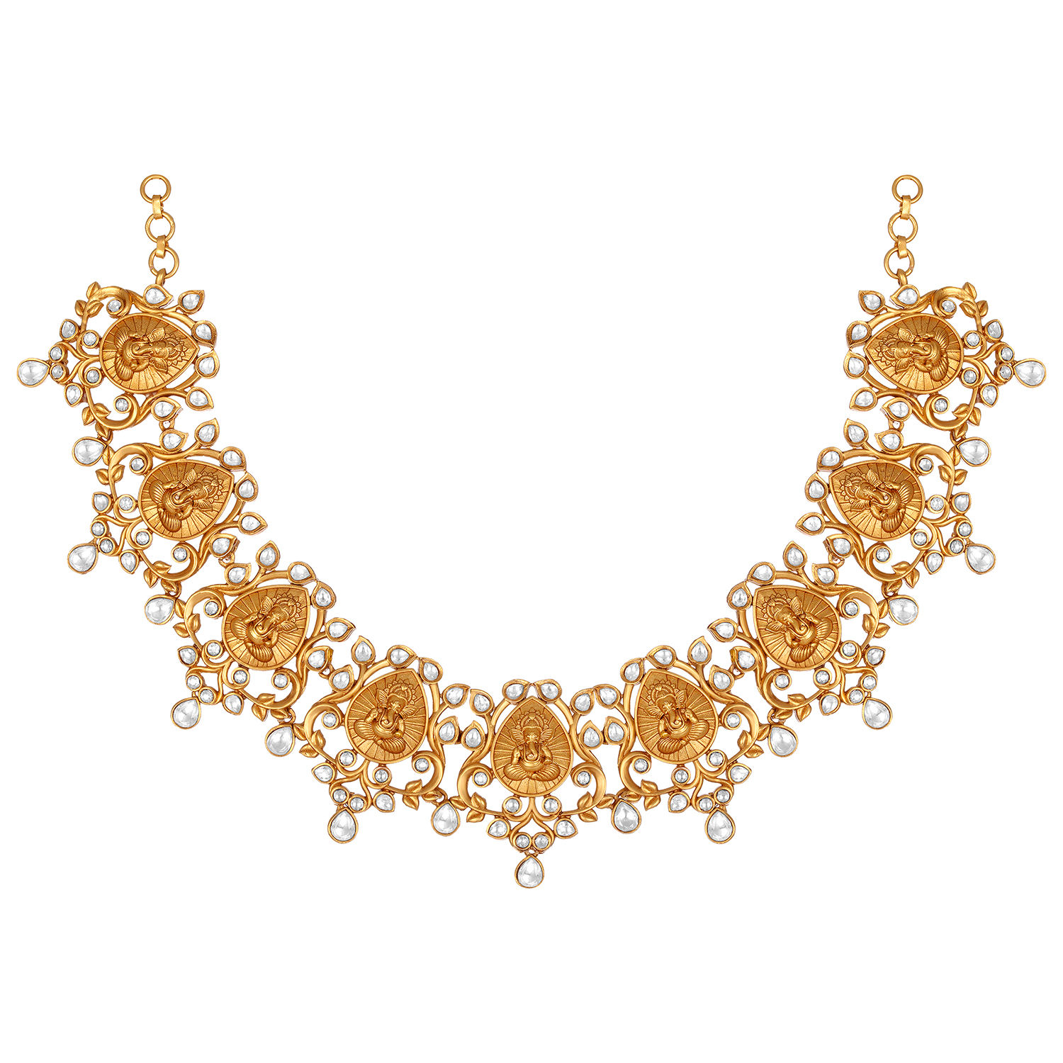 Peora Matte Gold Finish Jewellery Necklace Earrings Set Wedding ...