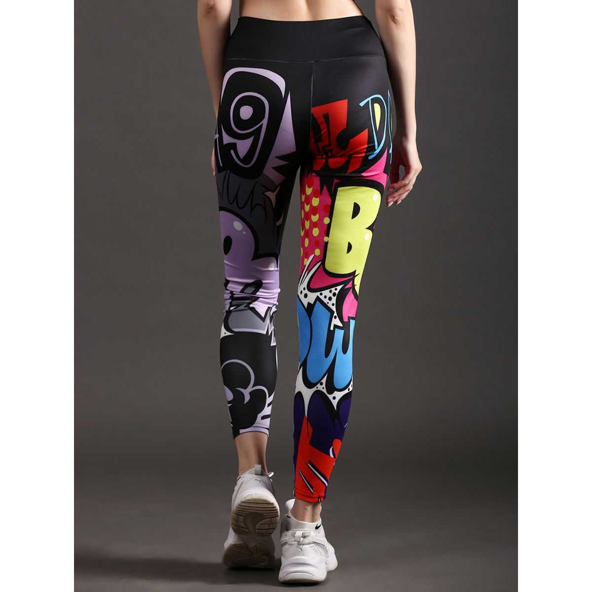 Blue Linear Printed High Waisted Gym Leggings | EST-KJBGYM-111 | Cilory.com