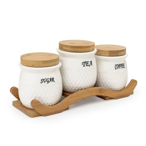 Buy EZ Life White Ceramic Elegance Tea Coffee Sugar Canisters