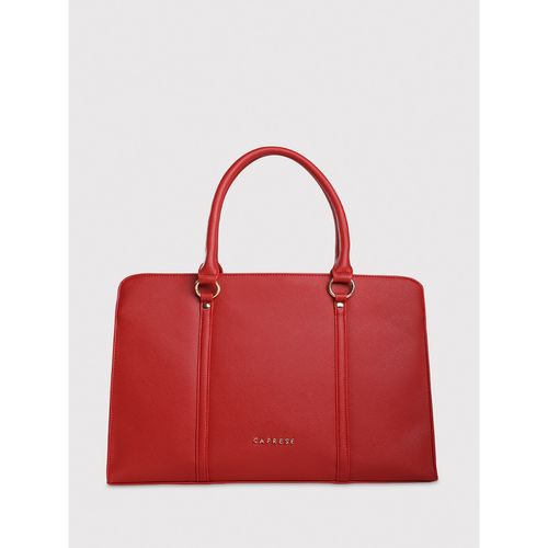 Buy Caprese Sienna Solid Maroon Faux Leather Large Laptop Bag Online