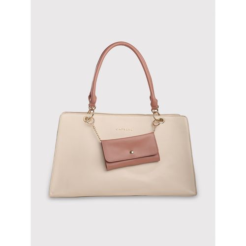Caprese Capri Solid Beige Faux Leather Large Laptop Handbag