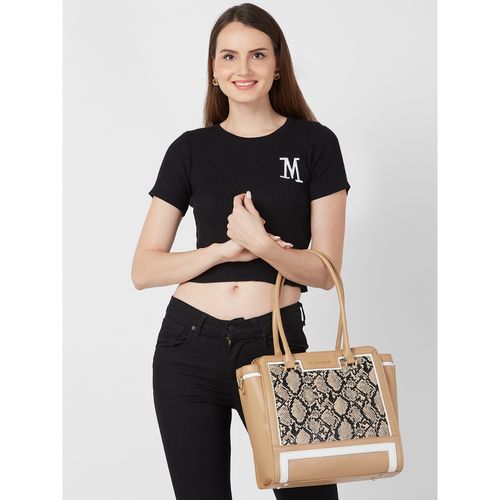 Buy Caprese Ellis Snakeskin Print Fawn Faux Leather Large Tote