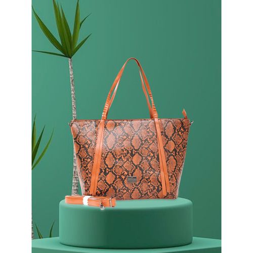 Caprese Saylor Snakeskin Print Tan Faux Leather Large Tote Handbag