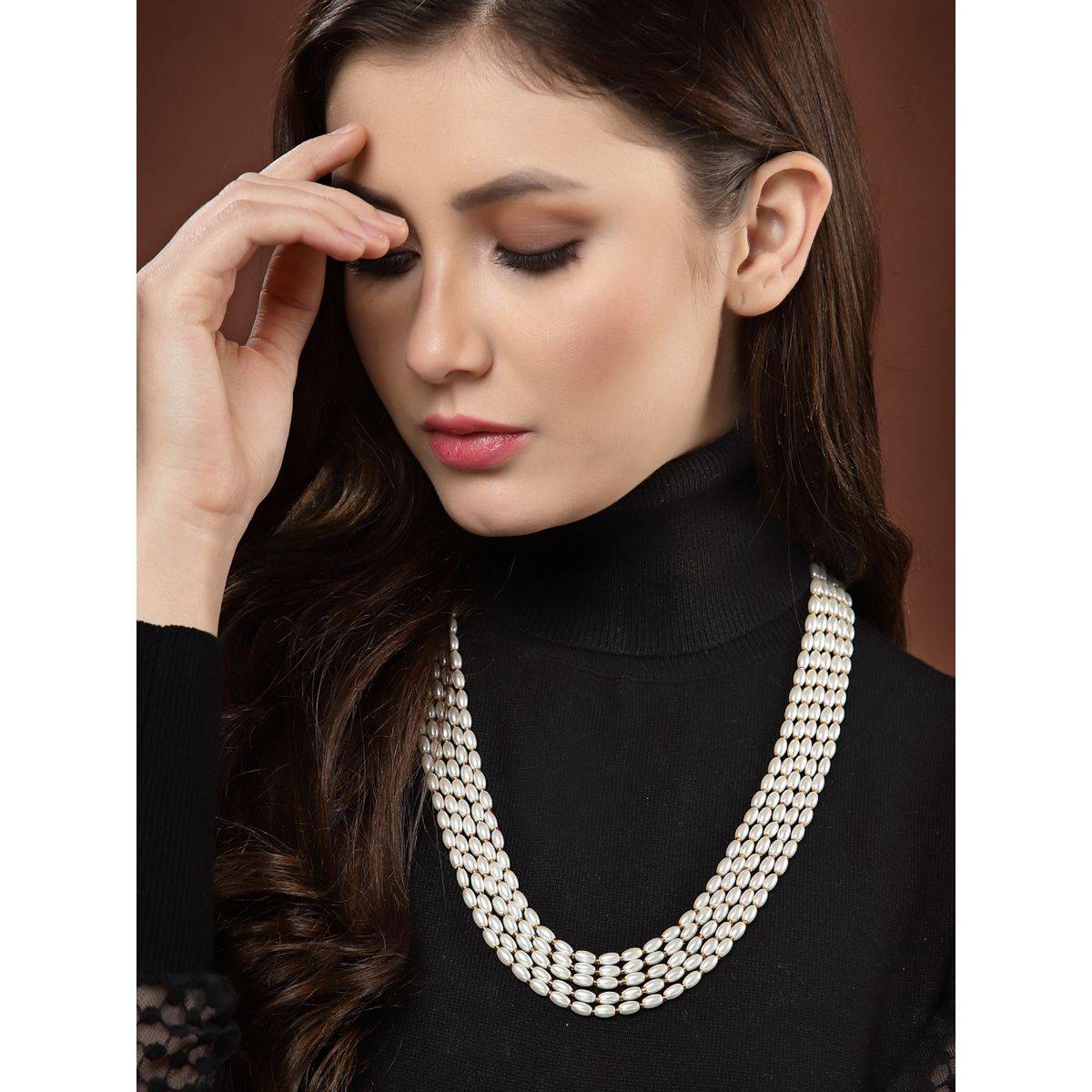PANASH White & Gold Toned Necklace