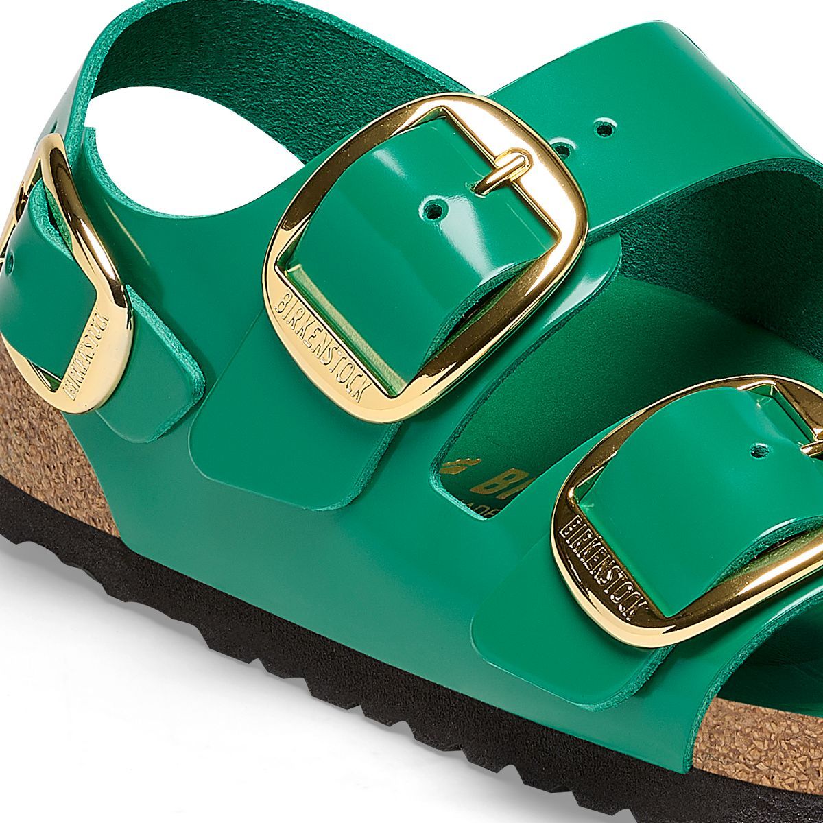 Birkenstock Milano Big Buckle Green Natural Leather Width Women with ankle Strap Sandals EURO 35