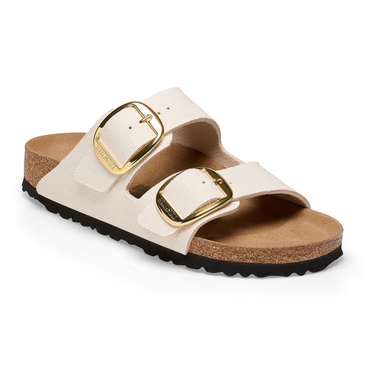 Birkenstock white discount arizona gold buckle