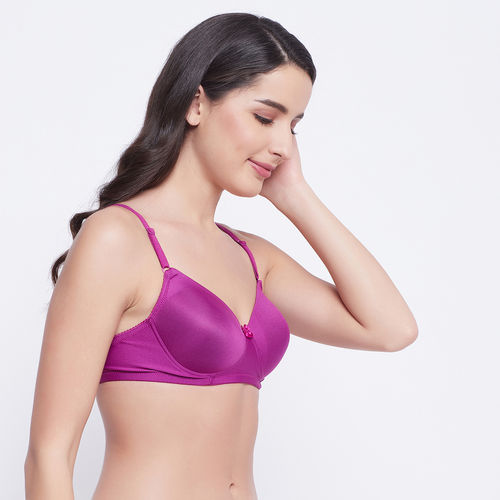 Buy Clovia Polyamide Solid Padded Full Cup Wire Free T-shirt Bra