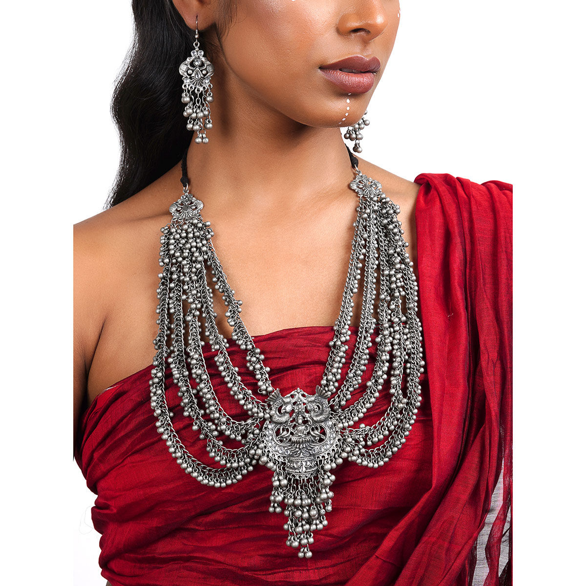 Buy Teejh Sanaya Oxidised Ghungroo Necklace Set Online