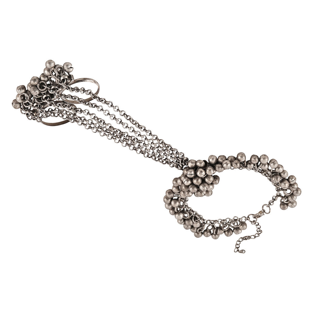 Buy Teejh Ishala Silver Oxidised Ghungroo Hathphool Online Buy Teejh Ishala Silver Oxidised Ghungroo Hathphool Online