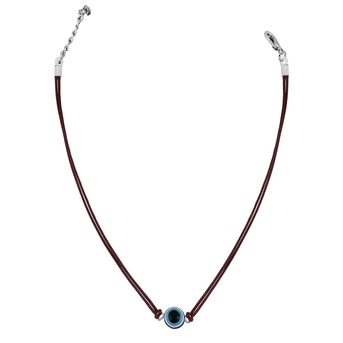 Beautiful Evil Eye Fabric Necklace - Mocha Brown