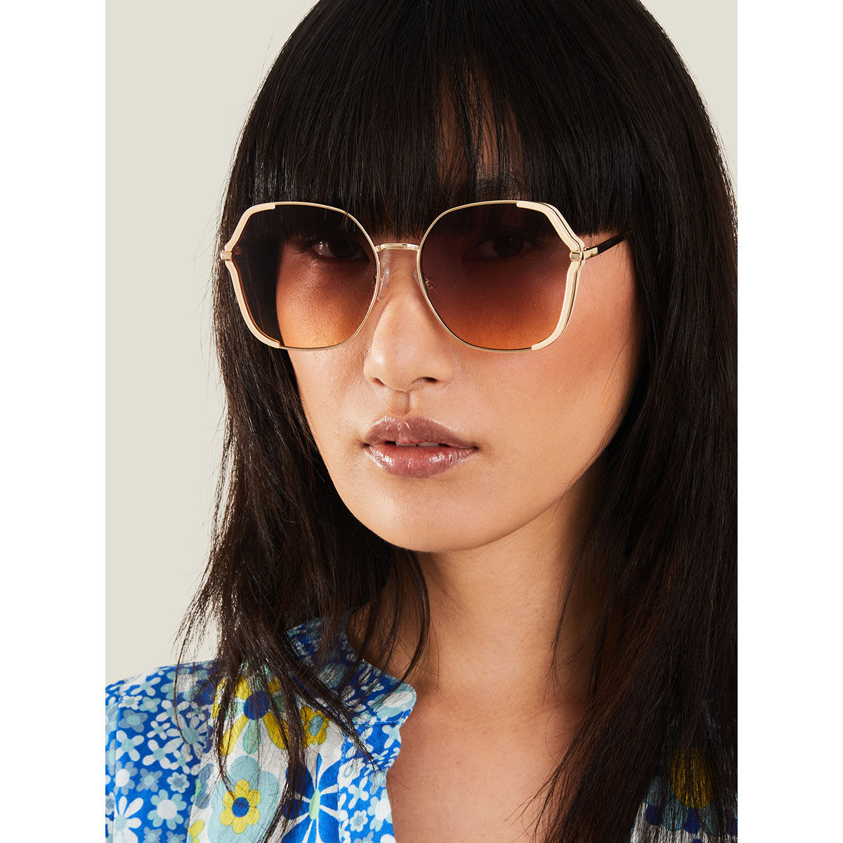 Buy Accessorize London Womens Gold Metal Frame Sunglasses Online